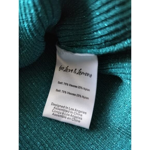 For Love & Lemons Women's Blue Teal Lorelei Cropped Sweater Top Size S - Picture 12 of 12